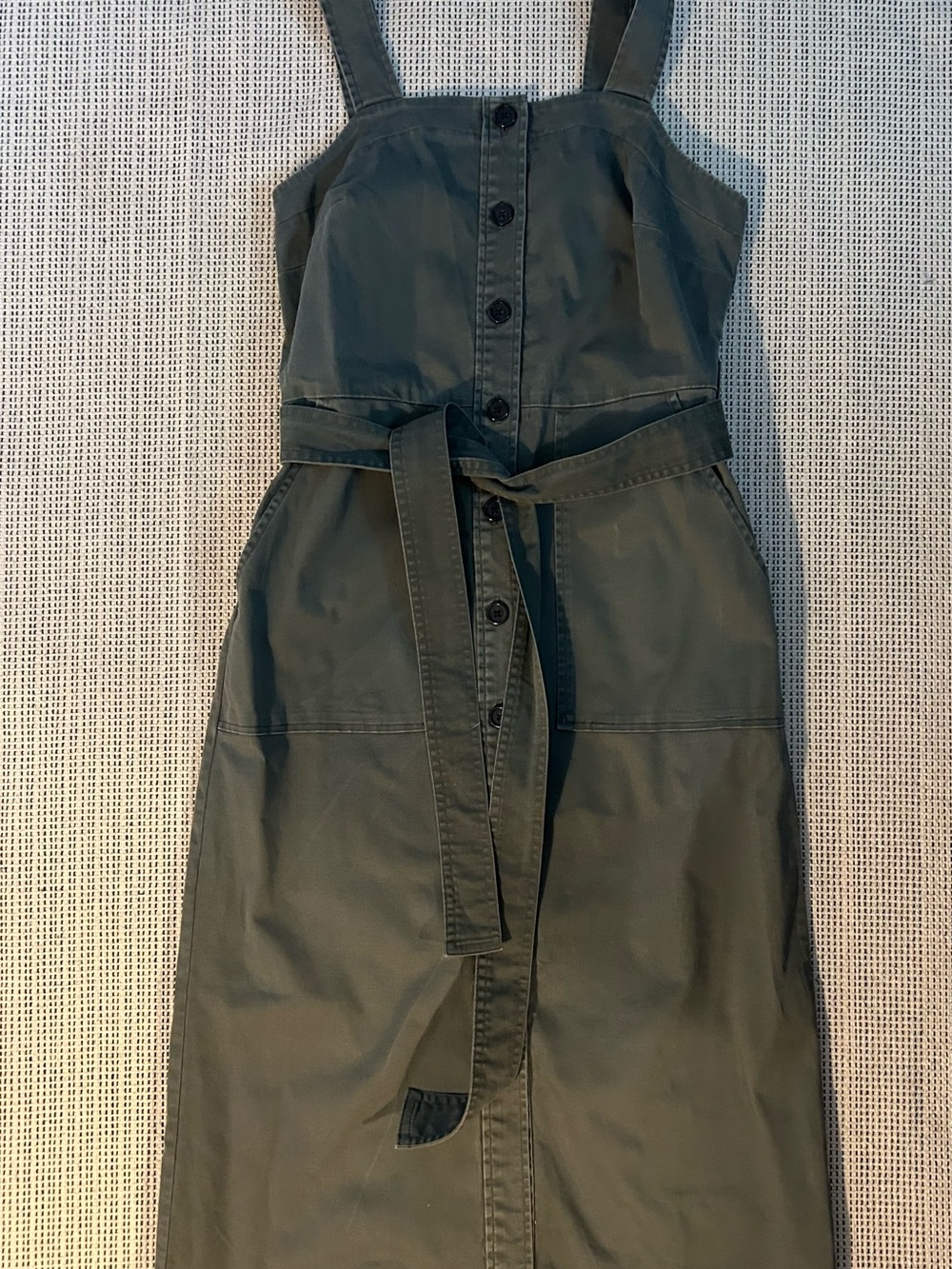Universal Thread Olive Green Button-Front Midi Dress with Belt